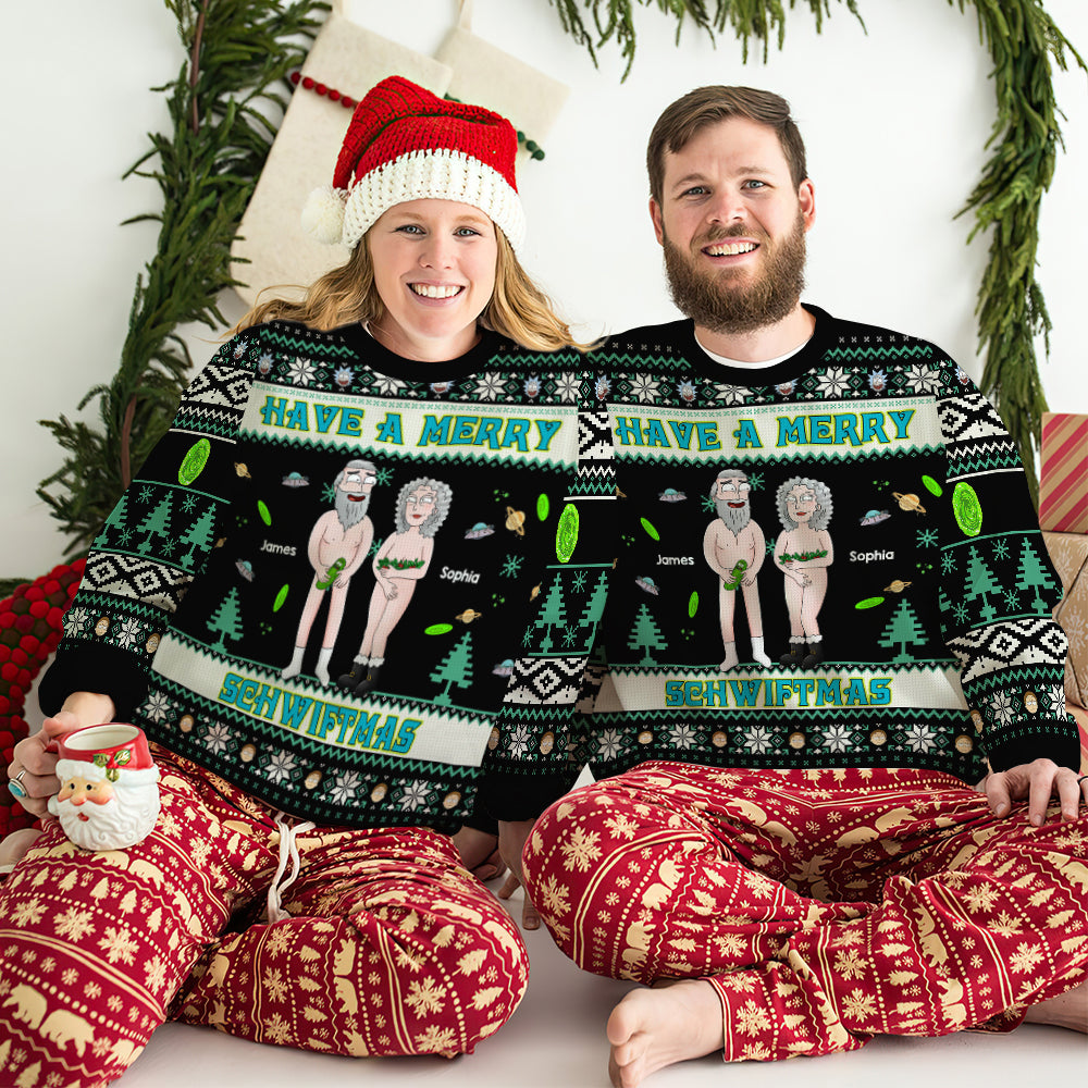 Personalized Gifts for Couple, Funny Couple Merry Christmas Ugly Sweater 01KADC170824HG - Ugly Christmas Sweater - GoDuckee