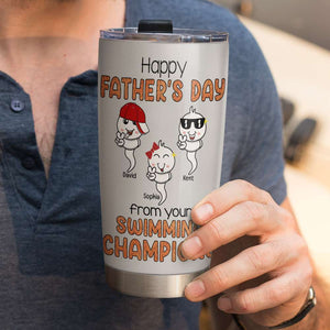 Happy Father's Day From Your Swimming Champions Personalized Tumbler Cup, Gift For Dad - Tumbler Cup - GoDuckee