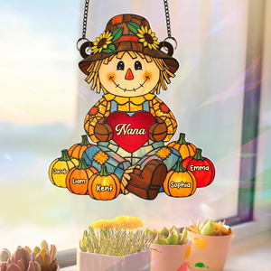 Autumn Scarecrow Grandma Suncatcher - Personalized Gifts For Grandma 06NAPU150725 - Ornament - GoDuckee
