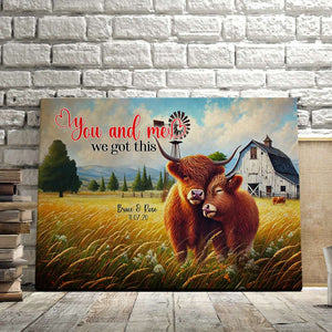 Personalized Gift For Couple Wall Art, Highland Cow Couple Canvas 02QHLU131224 - Poster & Canvas - GoDuckee
