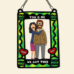 Personalized Gifts For Couple Window Hanging Suncatcher Ornament Cartoon Couple 03ACDT110225HG - Ornament - GoDuckee