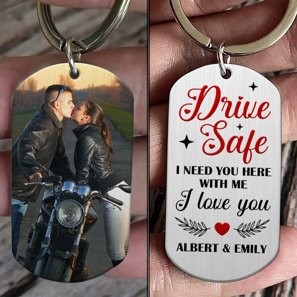 Couple Need You Here Personalized Stainless Steel Keychain With Upload Image, I Love You Keychain - Keychains - GoDuckee