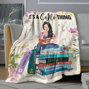 Gift For Book Lover, Personalized Blanket, Girl Reading Book Blanket 05HUHN280623TM - Blanket - GoDuckee