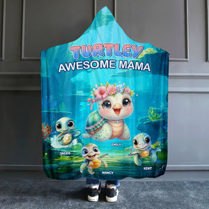 Personalized Gifts For Mom Wearable Blanket Hoodie Turtley Awesome Mama - Blankets - GoDuckee