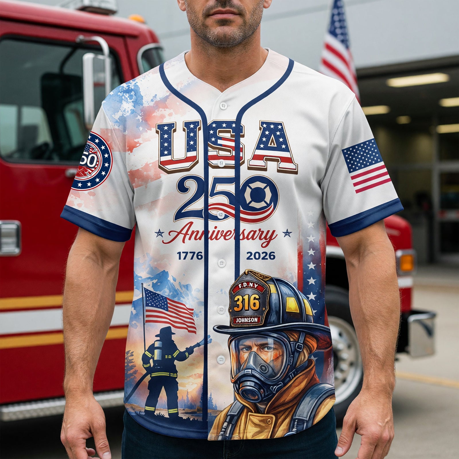 Heroic American Firefighter Jersey - Personalized Gifts For Firefighter 04qhqn180626 - AOP Products - GoDuckee