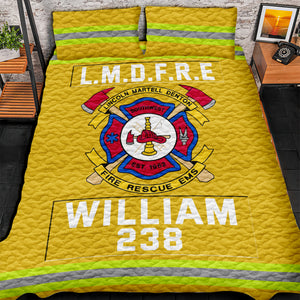 Fire Department Quilt Bedding Set- Custom Fire Station Logo Gifts For Firefighter With Name, Number Tag 03qhqn080125 - Blanket - GoDuckee