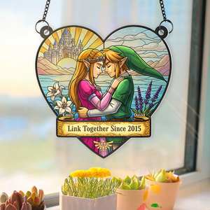 Couple Link Window Hanging Suncatcher Ornament - Personalized Gifts For Couple 02napu110625 - Ornament - GoDuckee