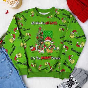 All I Need Is My Cats, Gift For Cat Lovers, Personalized Knitted Udly Sweaters, Green Monster Cats Christmas Shirt, Christmas Gift 03HUHN021023 - AOP Products - GoDuckee