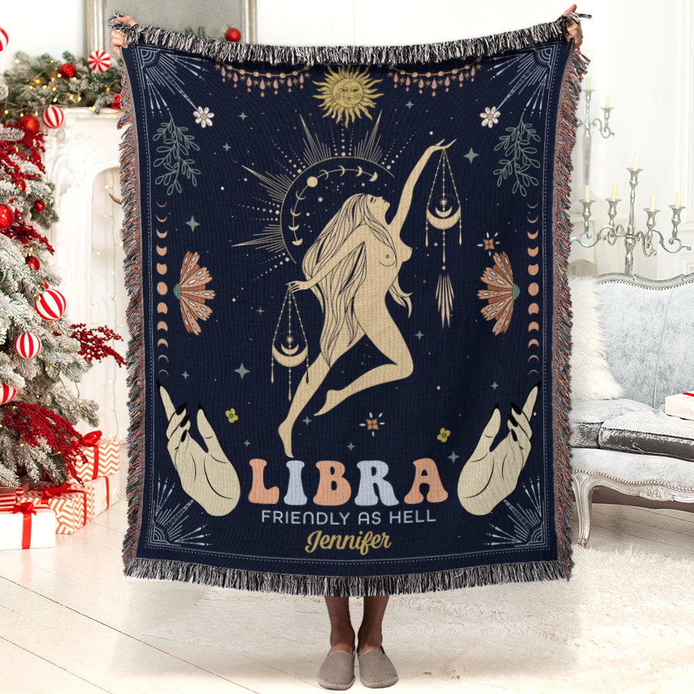 Zodiac Sign Personalized Woven Blanket Gift For Zodiac Lovers