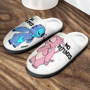 I'm Yours, No Refunds, Couple Gift, Personslized Home Slippers, Alien Couple Slippers, Christmas Gift 03QHHN241023 - Shoes - GoDuckee