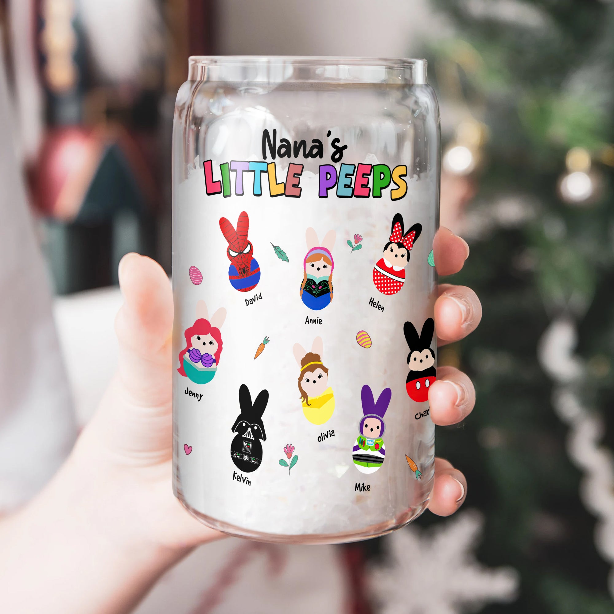 Personalized Gifts For Easter Glass Can Nana's Little Peeps 01NAHN220224 - Drinkware - GoDuckee