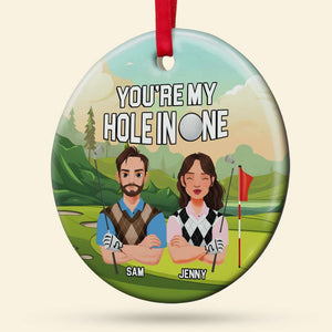 Personalized Gifts For Golf Couple Ceramic Ornament 02TOMH301024PA - Ornament - GoDuckee