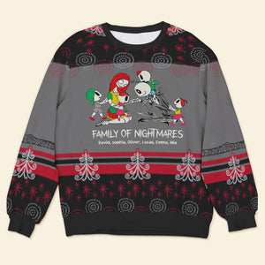 Horror Midnight Family, Personalized Knitted Ugly Sweater, Gifts For Family 03QHDT111123 - AOP Products - GoDuckee