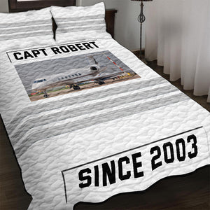 Personalized Gift For Pilot Quilt Bedding Set, Custom Rank & Airline Logo 04QHQN080125 - Blanket - GoDuckee