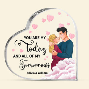 You're My Today And All Of My Tomorrows, Personalized Heart Acrylic Plaque, Romantic Couple Gifts 01TODT041223DA - Decorative Plaques - GoDuckee