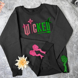 Glitter Embroidered Sweatshirt with Side Bow - Gift for Wick 236acxx260824 - Shirts - GoDuckee