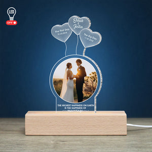 The Highest Happiness On Earth Is The Happiness Of Marriage, Personalized 3D Led Light With Photo Upload - Led Night Light - GoDuckee