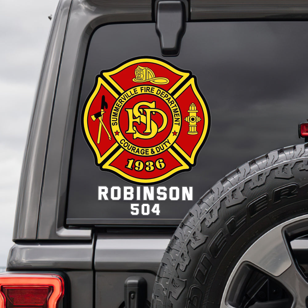 Custom Fire Department Badge Gifts For Firefighter Car Decal 05qhqn300724 - Decal Sticker - GoDuckee