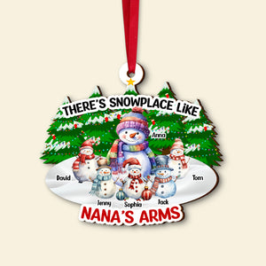 There's Snowplace Like Nana's Arms, Personalized Wood Ornament, Christmas Gift For Grandma - Ornament - GoDuckee