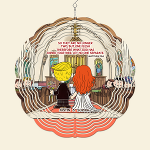 Personalized Gifts For Couple Wind Spinner Wedding In Church 03xqpu100125hg - Ornament - GoDuckee