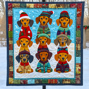 Dachshund Dog Christmas Quilt Bed Set Gifts For Dog Lovers 05HUDT041124 - Blanket - GoDuckee