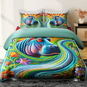 Gifts For Highland Hippo Lovers Quilt Bedding Set Special Line 04xqqn140125 - Blanket - GoDuckee