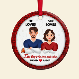 Personalized Gifts For Couple Christmas Ornament American Football Couple 03HUPU141024HG - Ornament - GoDuckee