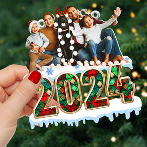 Custom Photo Gifts For Family Christmas Suncatcher Ornament 02QHHU270824 - Ornament - GoDuckee