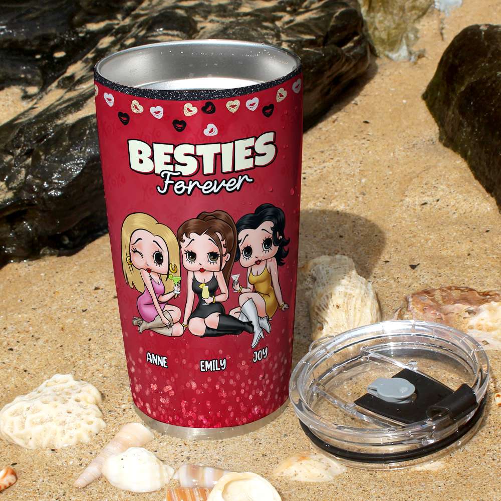 Besties Forever Personalized Drunk Friends Acrylic Tumbler 03NATN05082 -  GoDuckee