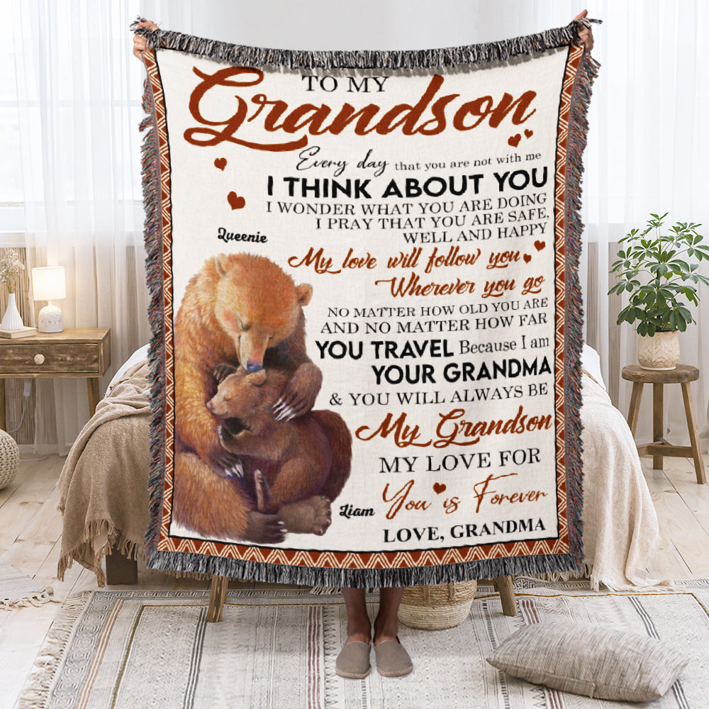 My Love For You Is Forever-Personalized Woven Blanket- Gift For Family- Bear Family Blanket - Blanket - GoDuckee