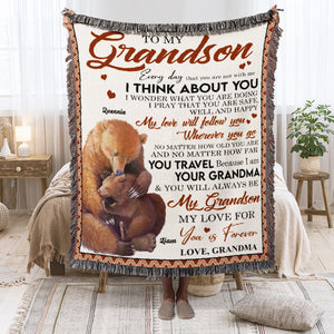 My Love For You Is Forever-Personalized Woven Blanket- Gift For Family- Bear Family Blanket - Blanket - GoDuckee