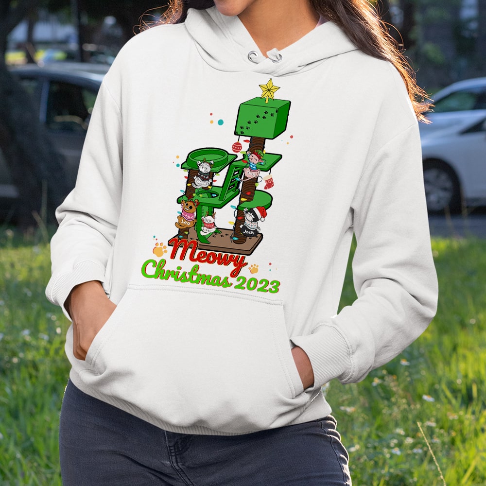 Cats, Meowy Christmas 2023, Personalized Shirt, Christmas Gift For Cat Lovers - Shirts - GoDuckee
