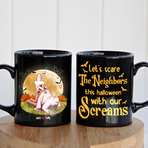 Naughty Couple, Let's Scare The Neighbors, Personalized Coffee Mug, Halloween Gifts For Couple - Coffee Mug - GoDuckee
