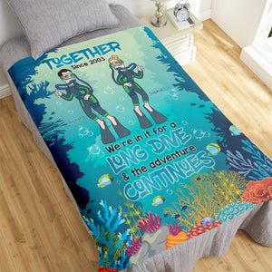 We're In It For A Long Dive & The Adventure Continues - Personalized Blanket - Couple Gift-Scuba Diving Blanket - Blanket - GoDuckee