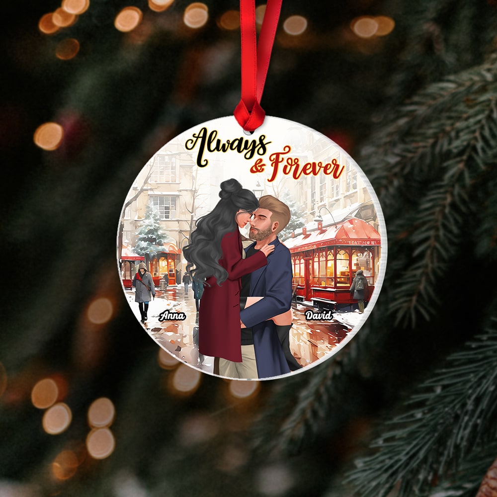 Always & Forever-Personalized Acrylic Ornament- Gift For Him/ Gift For Her- Christmas Gift- Couple Ornament - Ornament - GoDuckee