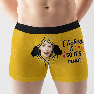 I Licked It So It's Mine, Funny Custom Photo Men Boxer Briefs, Gift For Him - Boxer Briefs - GoDuckee