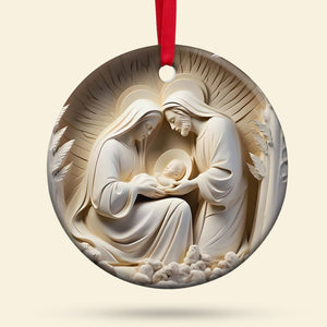 Christmas Gifts For Christian Ceramic Ornament, Nativity of Jesus Scene 02napu210824 - Ornament - GoDuckee