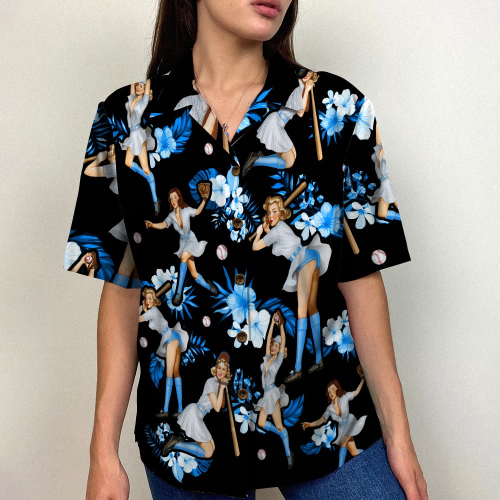 Pinup Girls Baseball Hawaiian Shirt 03OHTN170723 - Hawaiian Shirts - GoDuckee