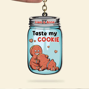 Taste My Cookie- Personalized Keychain- Naughty Couple Keychain- Couple Gift - Keychains - GoDuckee