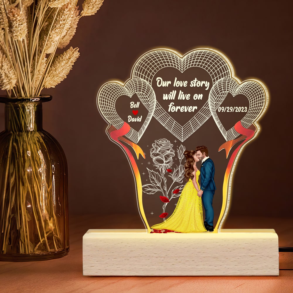 Couple, Our Love Story Will Live On Forever, Personalized 3D Led Light, Valentine Gift, Couple Gift, 04HTPO191223PA - Led Night Light - GoDuckee