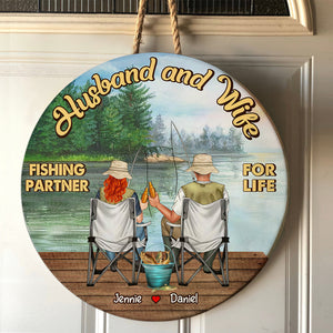 Husband And Wife, Couple Gift, Personalized Wooden Sign, Fishing Couple Wood Sign - Wood Sign - GoDuckee