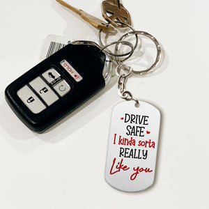 Drive Safe, Gift For Couple, Personalized Stainless Steel Keychain, Funny Couple Keychain - Keychains - GoDuckee