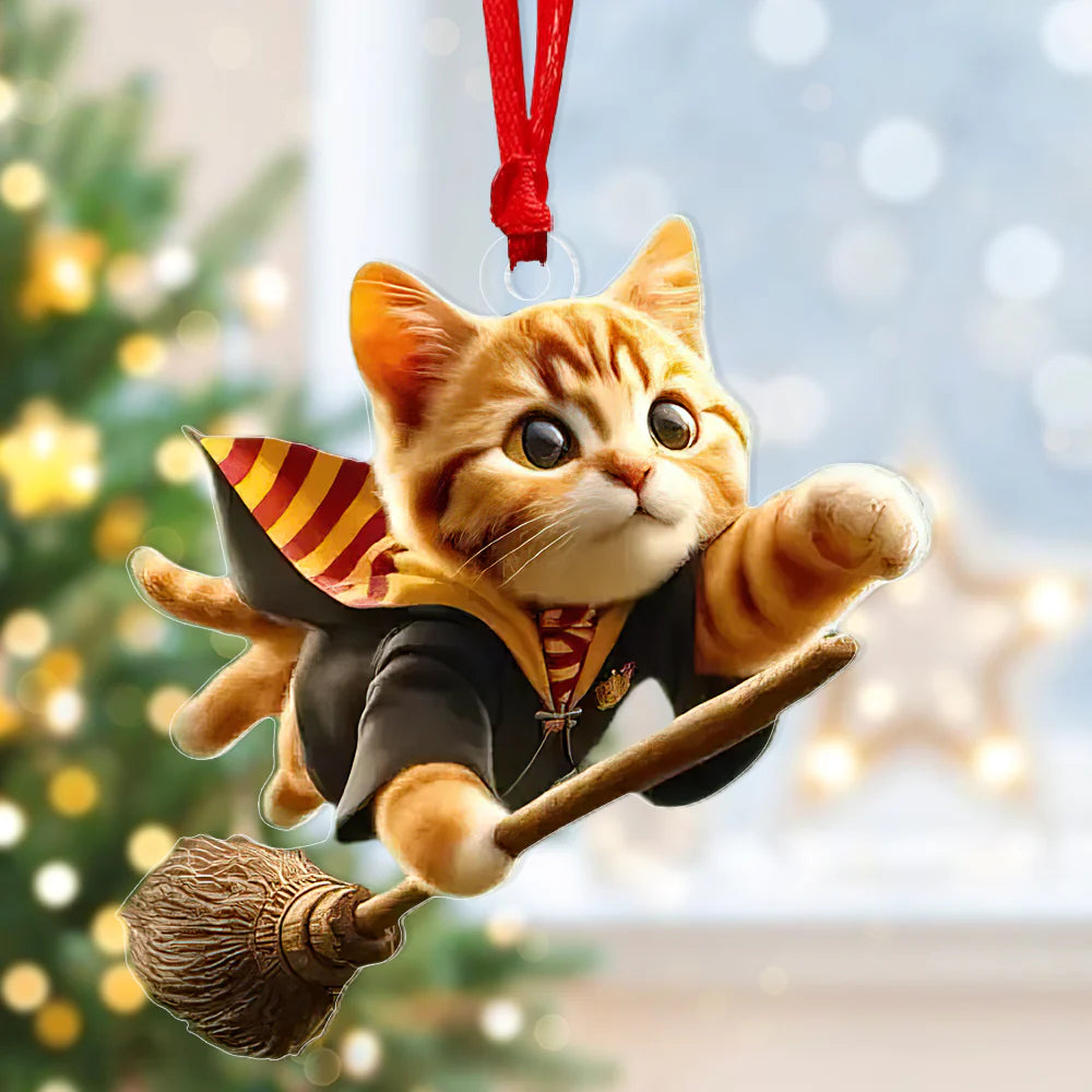 Gifts For Cat Lovers Christmas Wizard Cat Ornament 01acdt031024 - Ornament - GoDuckee