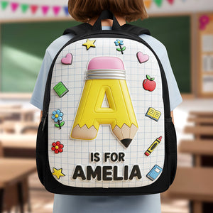 Pencil Initial Letter Alphabet School Bag - Personalized Gifts For Kids Back To School 04qhqn040825-Homacus