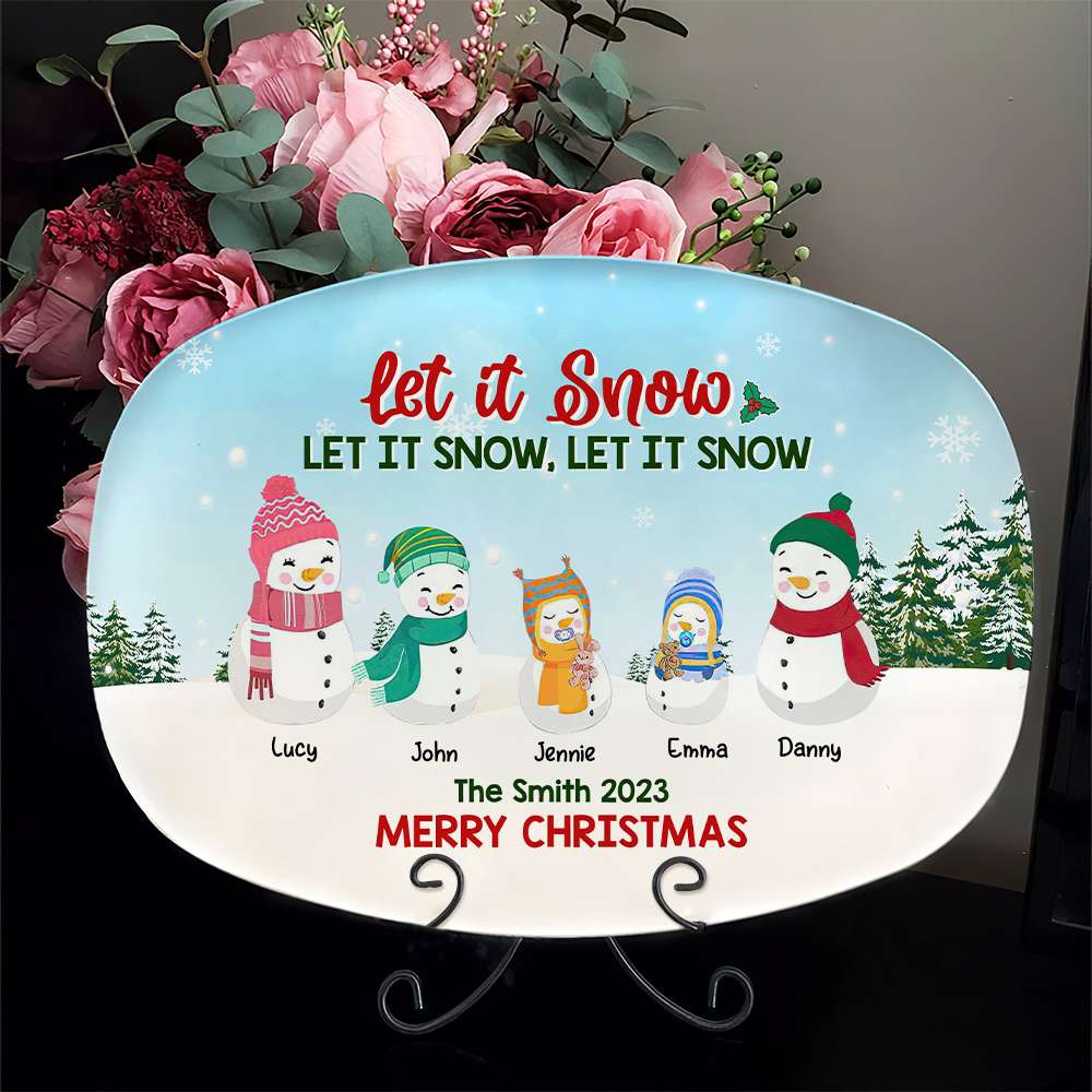 Let I Snow, Personalized Resin Plate, Gifts For Snow Family - Resin Plate - GoDuckee