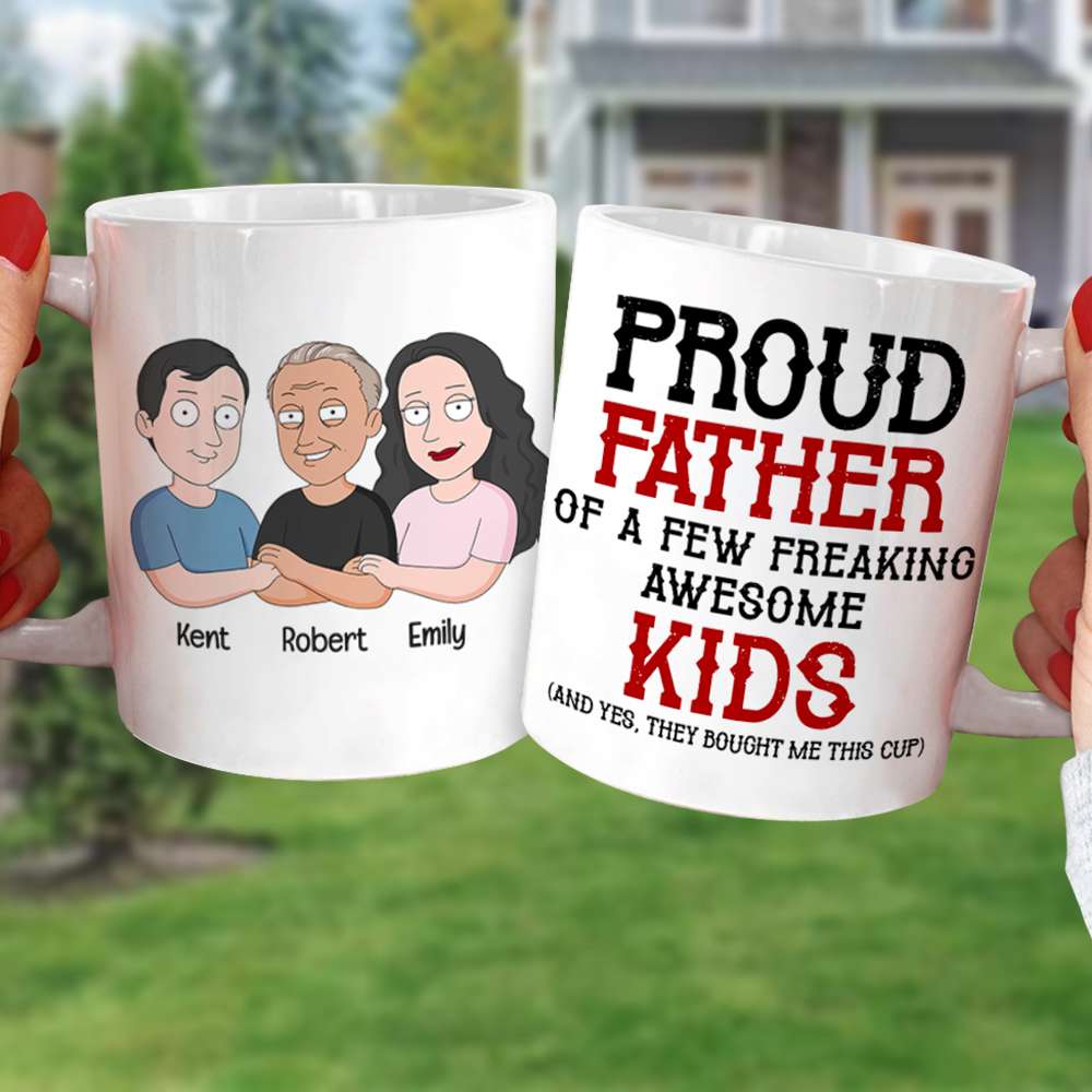 Proud Father And Dumb Kid- Personalized Coffee Mug- Gift For Dad- Dad Cartoon Mug-DR-WHM-06dnqn180423 - Coffee Mug1 - GoDuckee