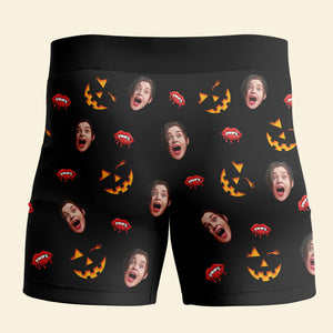 Custom Photo Gifts For Couple Boxer Briefs Halloween Pumpkin Smash Just Tip 03XQDT010824 - Boxer Briefs - GoDuckee