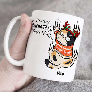 Grumpy Cat, Gift For Cat Lover, Personalized Mug, Cat Scratching Mug, Christmas Gift - Coffee Mug - GoDuckee