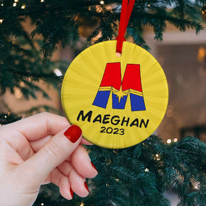 Gift For Kids, Personalized Ceramic Ornament, Super Letter Kids Name Ornament, Christmas Gift 05NAHN261023HH - Ornament - GoDuckee
