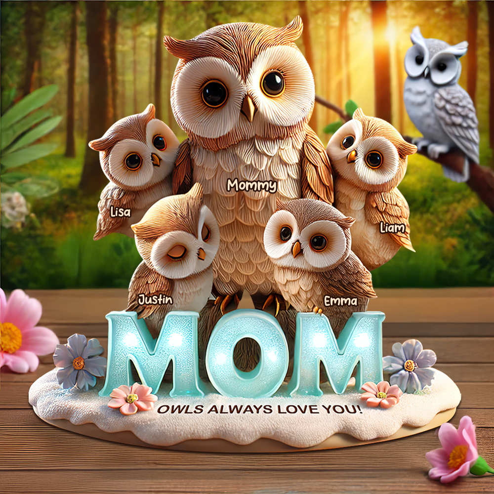 Owl Mom Plaque - Personalized Gifts For Mom 01hupu170425 - Shaped Plaques - GoDuckee